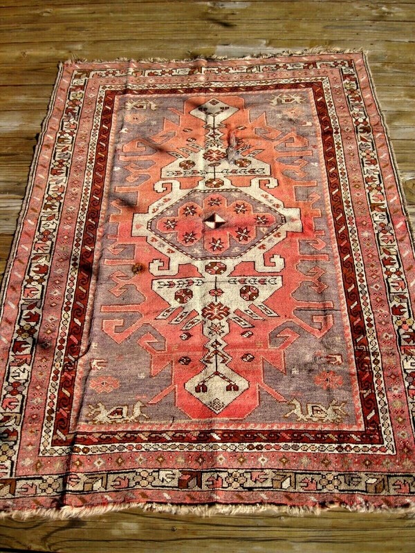 ANTIQUE 1900 CAUCASIAN KAZAK SMALL RUG 5'3" X 3'9" gallery