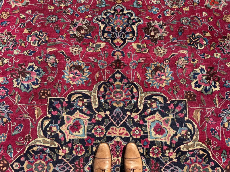 9x12 SIGNED ANTIQUE ORIENTAL RUG red purple blue VINTAGE handmade hand-knotted gallery