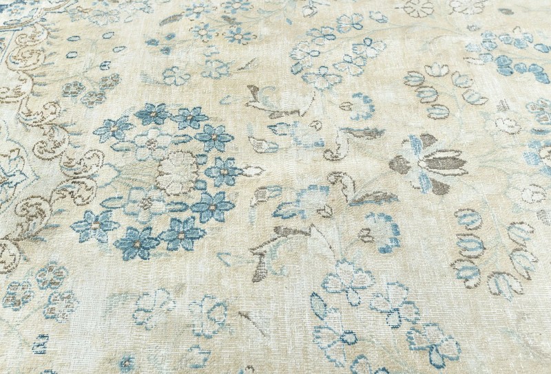 Muted Beige Floral Distressed Oriental Rug 7'5X11 ft Vintage Farmhouse Carpet gallery