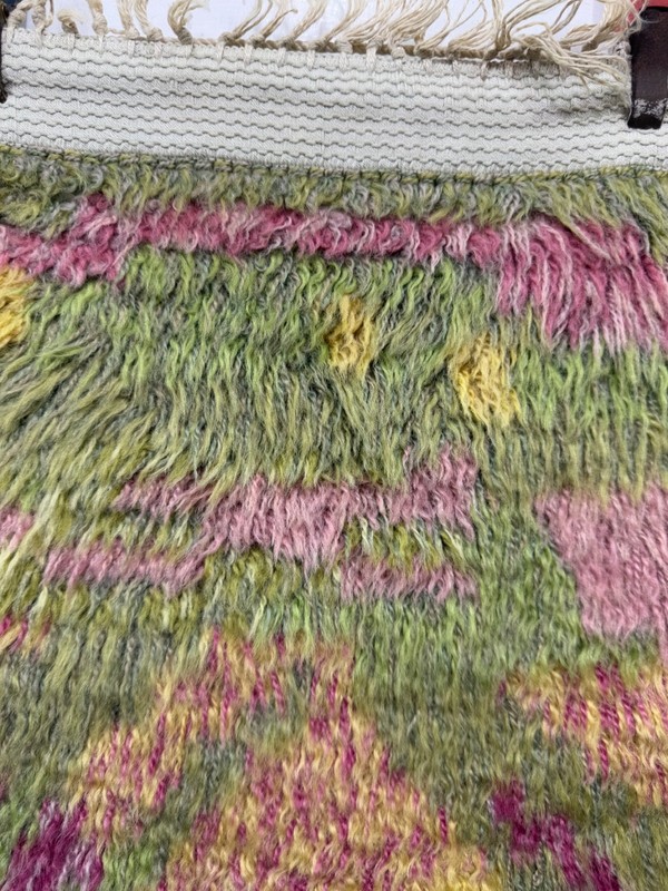 Vintage Beautiful Hand Knotted Mid Century Swedish Scandinavian Rye Shag WoolRug gallery