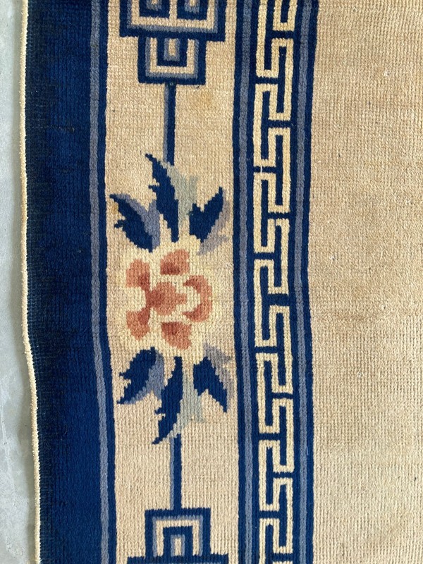 Vintage Handmade Chines Peking Art Deco Style Floral Wool Rug 230x157 cm gallery
