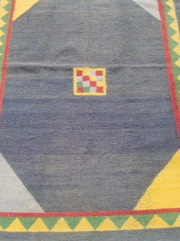 Distressed Vintage Handmade Traditional Geometric Multicolor Kilim Rug 6.2x4.6ft gallery