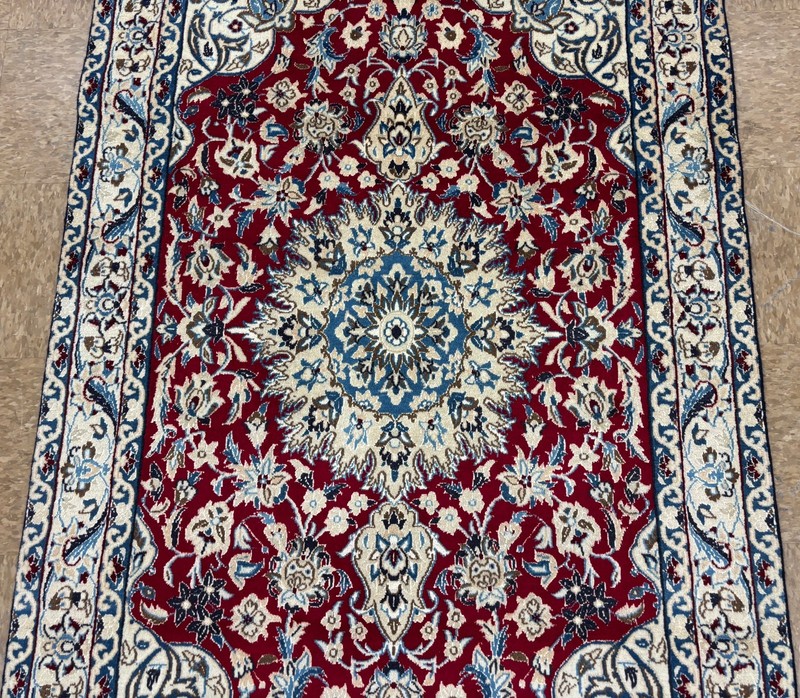 Vintage Nain Hand Knotted Wool Oriental Rug 4x6 Red Ivory Floral Area Rug Decor gallery