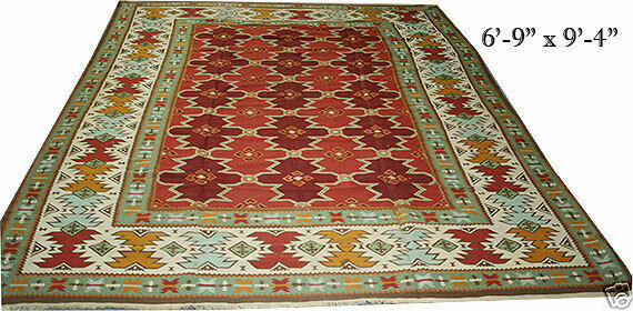 A Vintage 7'x9' Antique Moldavian Flat Weave Rug Moldavian Kilim Rug