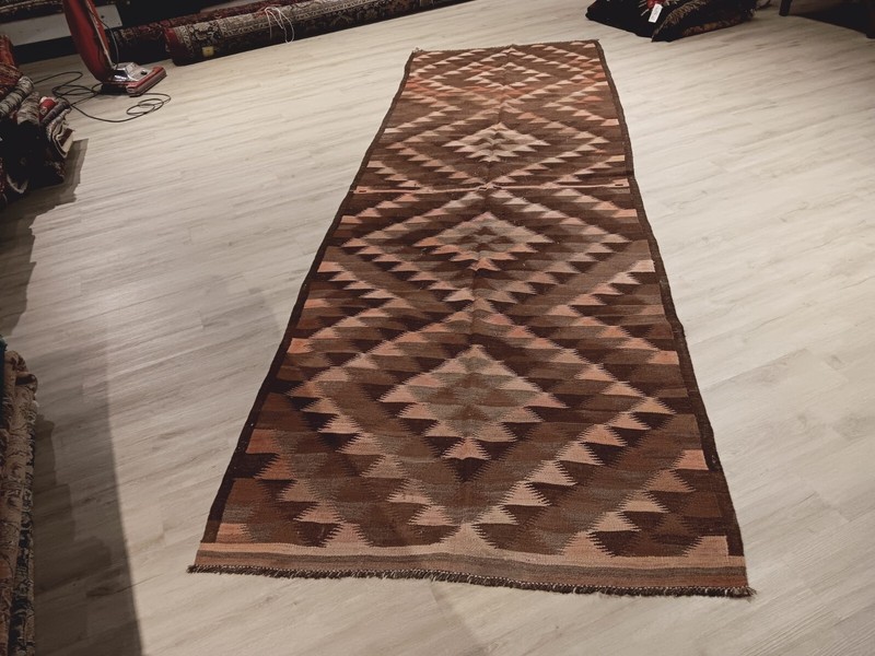 ESATATE CIRCA 1960 5'x14' RUNNER KILIM REVERSIBLE FLAT-WEAVE WOOL RUG 582529 gallery
