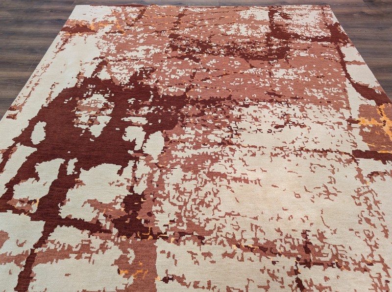 Modern Tibetan Rug 7x8, Abstract, Hand Knotted, Wool & Silk gallery