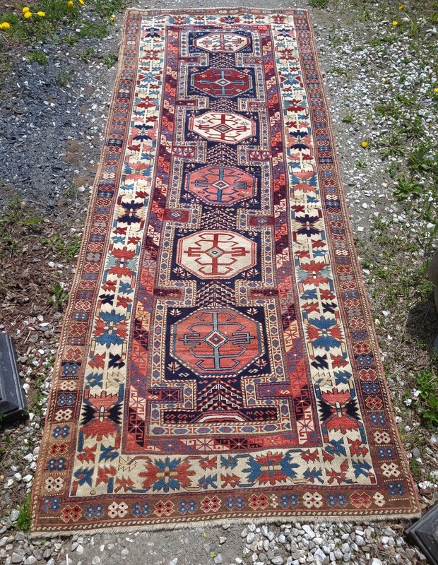 FANTASTIC ANTIQUE CAUCASUS KUBA ORIENTAL RUG FINELY HANDWOVEN 3'5" X 8'9" C-1860 gallery
