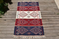 Turkish Vintage Kilim Handwoven 2×4 Size Cicim Natural Wool Arearug 80x140cm