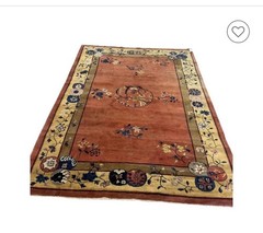 Antique Chinese Peking Area Rug 1915-1925 Hand Knotted Wool 6.1 X 8.10 “