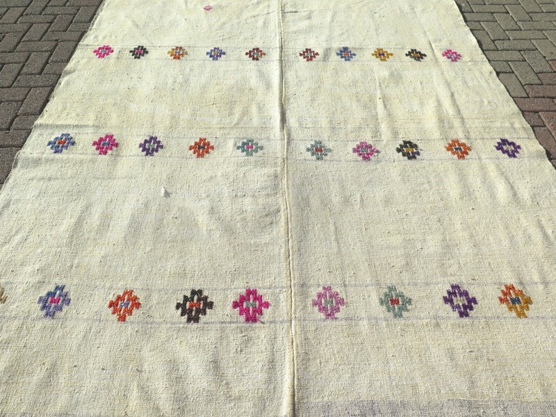 Vintage Turkish Kilim, Area Rugs, Modern Rug Carpet Floor Kelim Rugs 80"x111" gallery