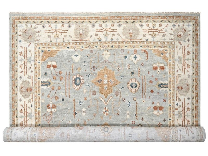 12'x17'9" Chrome Gray, Hand Knotted, Oushak Design, Oushak Rug gallery
