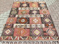 Vintage Oriental Rugs, Turkish Kilim, Carpet, Teppich, Kelim, Wool Tapis 59″x72″