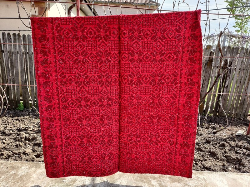 Vintage Unused Romanian traditional hand-woven wool rugs gallery