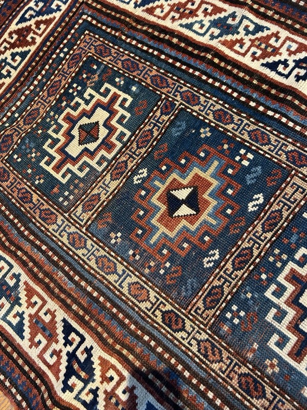 Museum Quality Antique Caucasian Kazak Rug C.1900 Hooked Star Medallion 3’2x5’10 gallery