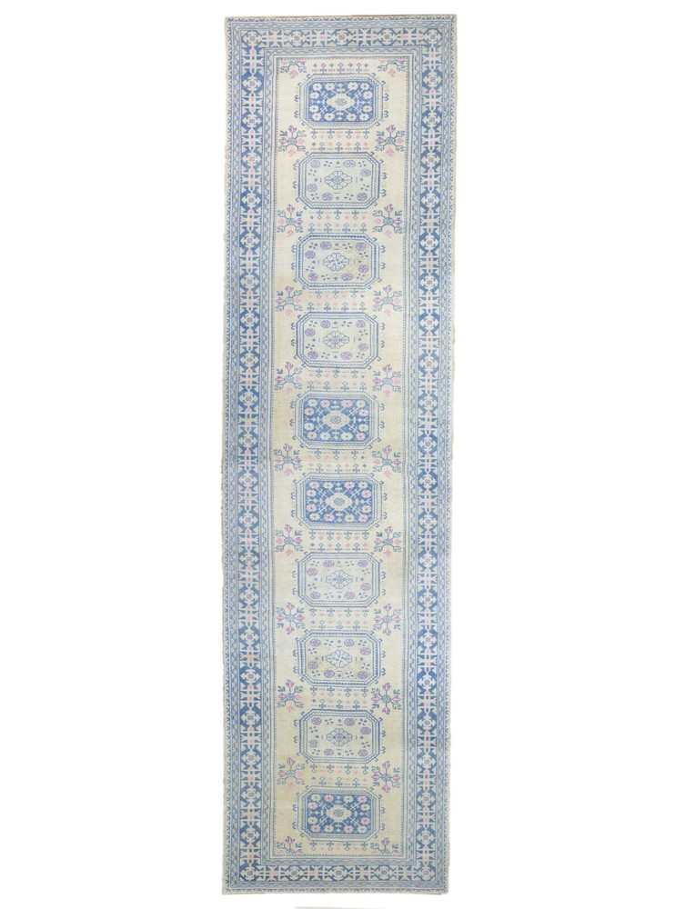 Extra Long Turkish Oushak Rug Runner, Vintage Wide Corridor Carpet, 5.2x24 ft