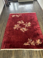 Antique Handmade Chinese Art Deco Rug C. 1920 Rare Tone On Tone Work 9×12