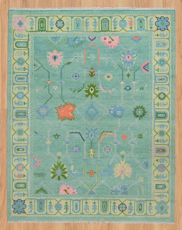 Vintage Turkish Oushak Rug, Beige 9X12 ft, Handmade Wool, Bohemian Anatolian gallery