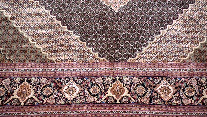 11'5" x 16' Silk & Wool Tabrizz Herati Hand Knotted Navy Blue Superb Quality Rug gallery