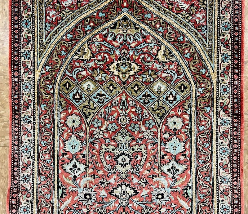 Pure Silk Hand Knotted Oriental Rug 2x3 Rust Red Accent Area Rug NOS Mint Unused gallery