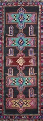 Geometric Traditional Runner Rug 4×10 Hand-knotted Wool Vintage for Hallway