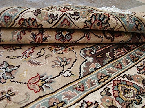 Area Rug Beige Tan Beauty Floral Oriental Hand Knotted Wool Silk Carpet (6 x 4)' gallery