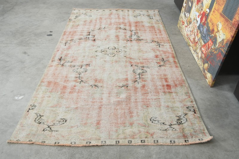 turkish rug 4x8 ft, hand-knotted vintage area rug, muted oushak rug,363 gallery