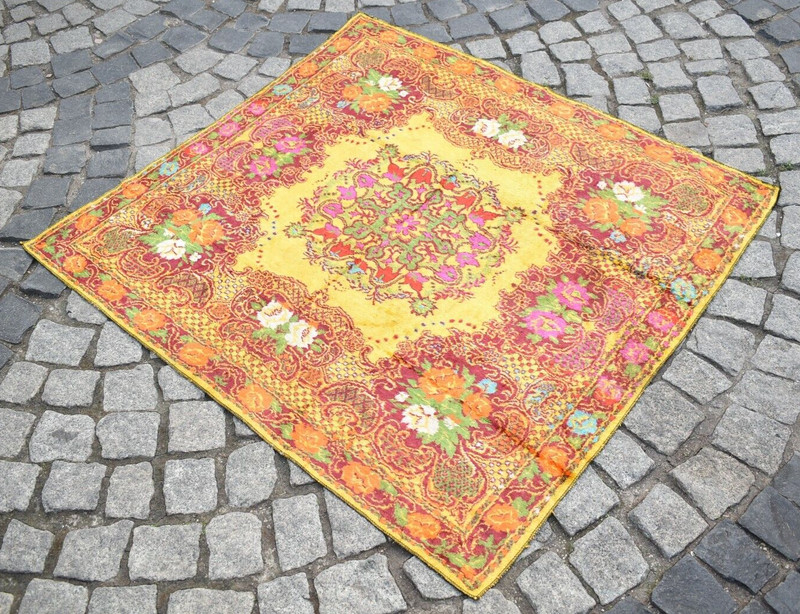 Velvet Table Cover Rug 48'' x 44'' Anatolian Sofa Cover Table Cover Velvet Rug gallery