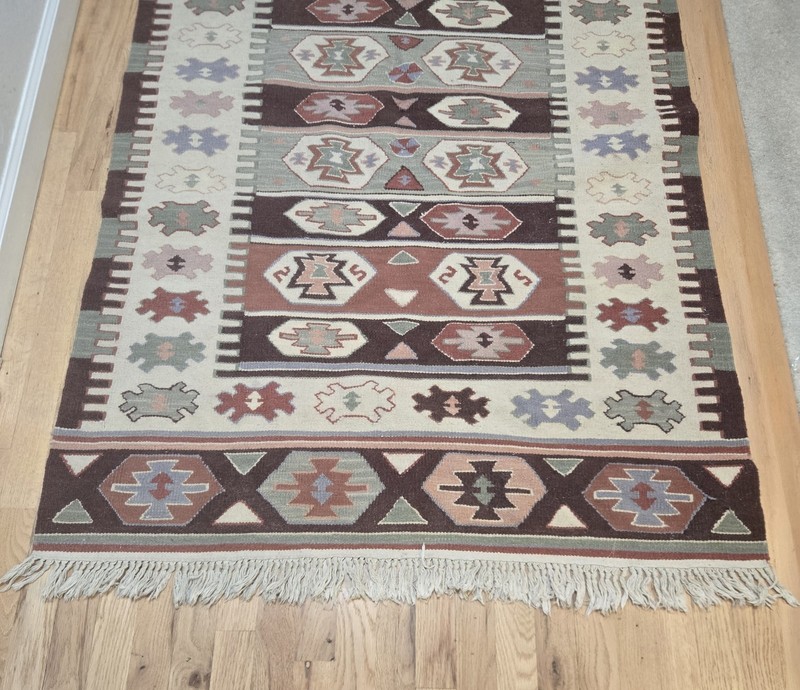 VINTAGE TURKISH KILIM TAPESTRY RUG TEXTILE 68x43" Geometric gallery