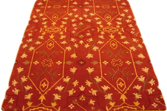 4x12' Vivid & Velvety Red Yak Wool High End Red Tibetan Wool & Silk Rug gallery