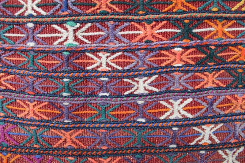 Antique Hand Made Traditional Oriental Wool Red Orange Kilim Bag 56x56cm gallery