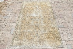 Turkish Rug 45”x82” Vintage 3×6 Light Muted Oushak Floral Carpet 116x209cm