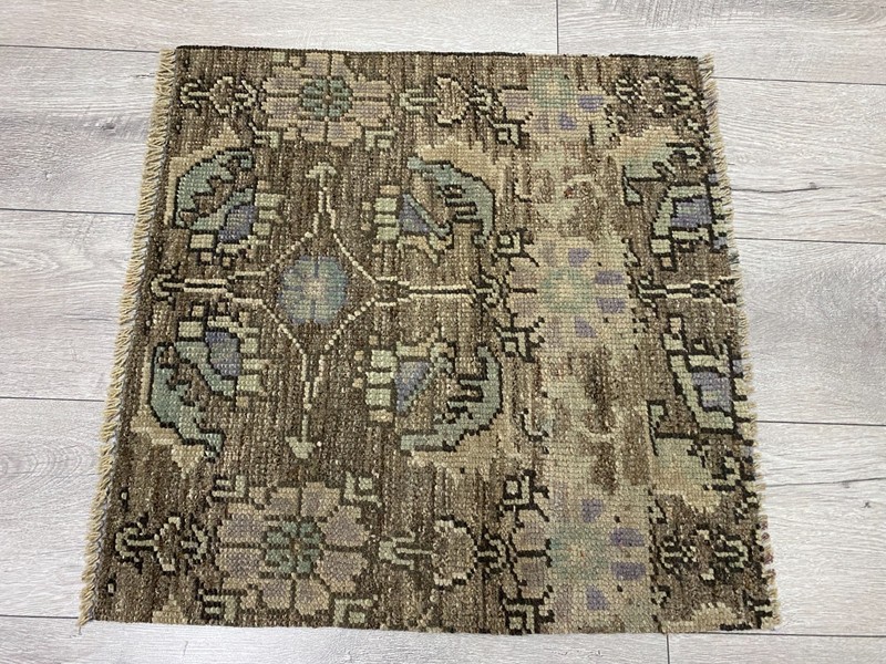 2x2 Brown rug, 2x2 Small rug, 2x2 Square rug, Turkish vintage rug, 2.0x2.0 ft gallery