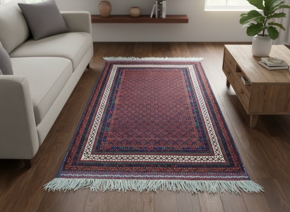 Vintage Afghan Hand-Knotted Baluchi Rug 4'2 x 6'9 ft Rare Geometric Pattern Rug