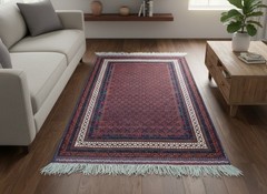 Vintage Afghan Hand-Knotted Baluchi Rug 4’2 x 6’9 ft Rare Geometric Pattern Rug