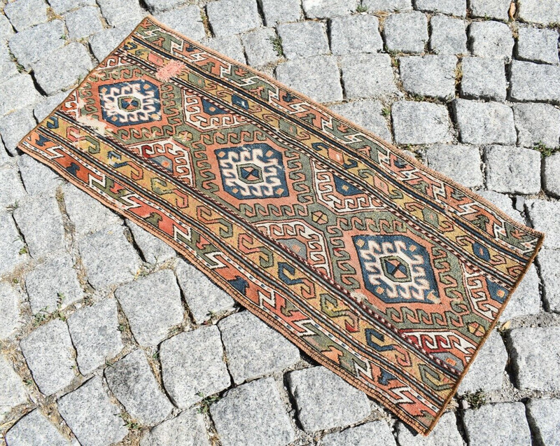 Fabulous Rare Antique Caucasian Collector Item Shahsavan Soumak Kilim Bag Face gallery