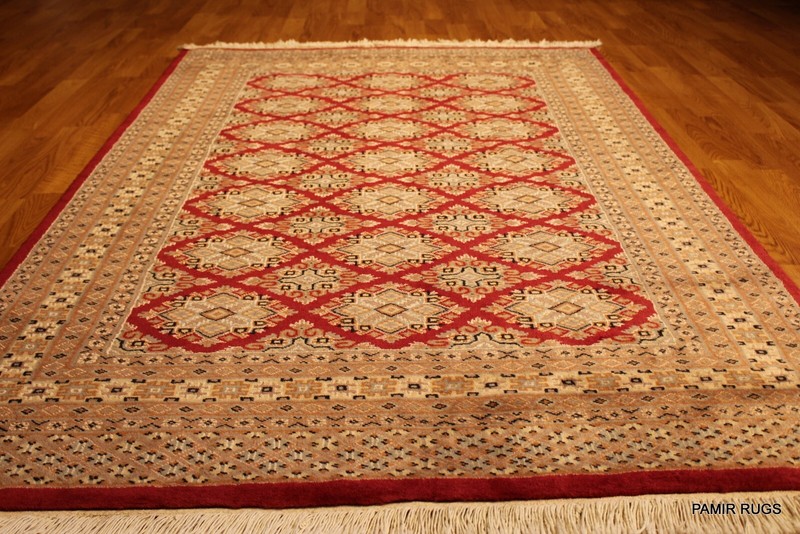 _HAND_MADE_4 X 6 FT. Bukhara Turkmen New 100% natural wool fine weave red *RUG* gallery