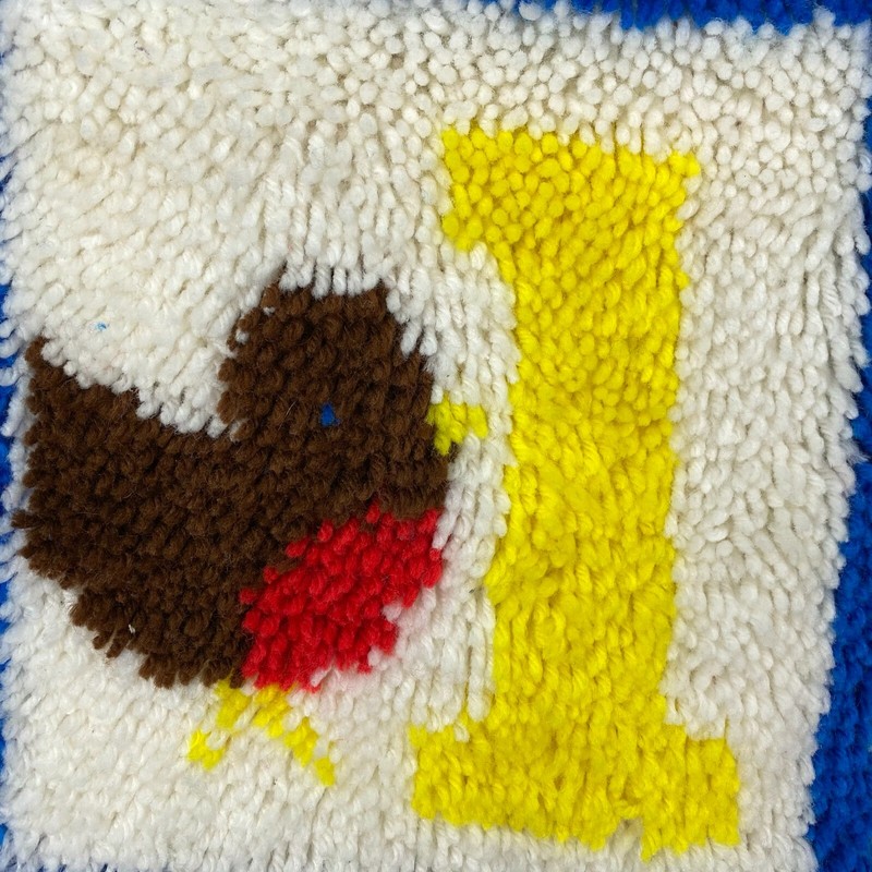 Childs Room Hand Crafted Yarn Loop Latch Hook Rug or Wall Hanging Vintage #21E gallery