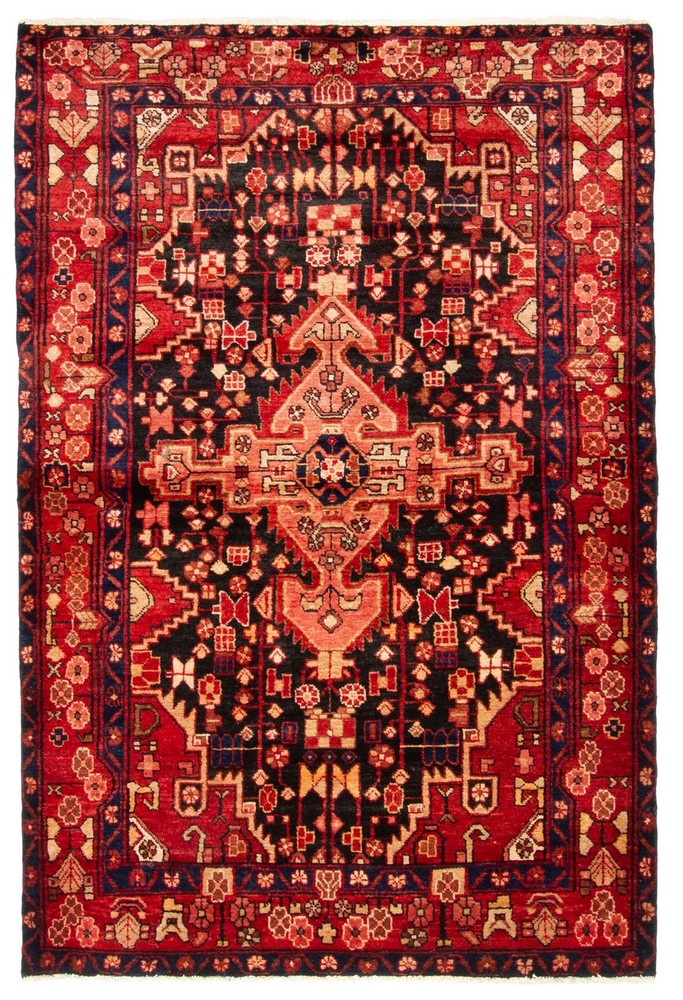 Vintage 4'4" x 6'7" Traditional Hand Knotted Vegetable Dye Wool Area Rug