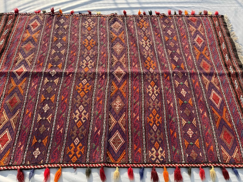 4x7 Afghan Handwoven Vintage Wool Kilim Rug Tribal Turkmen Geometric Area Carpet gallery
