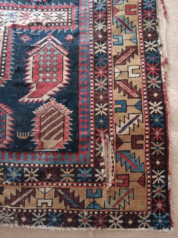 Caucasian Marasali VINTAGE 1900s Hand Knotted SIGNED 47 x 51 Wool Prayer Rug gallery