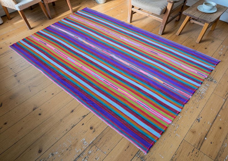 Vintage Turkish Rug Kilim Hand Woven Sofreh Rug For Living Room - 5′ 6″ x 8′ 6″ gallery
