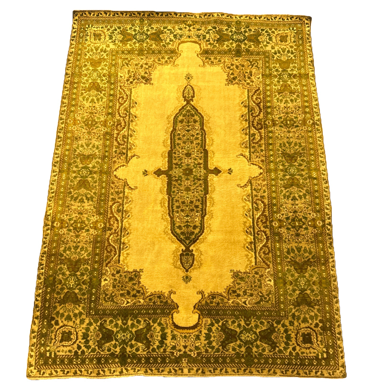 5”7x4”1 HAND-KNOTTED GREEN FLORAL DESIGN gallery