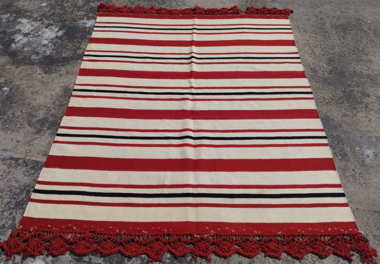 Vintage Handmade Traditional Turkish Strip Kilim Floor Rug Carpet 185x151 cm gallery