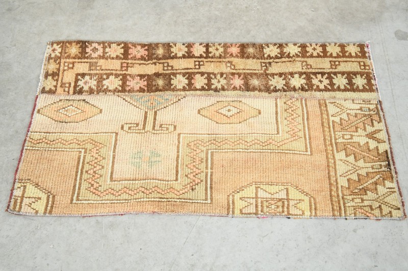 2x3 rug, door mat handmade vintage small turkish rug, muted oushak mini rug,762 gallery