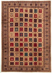 Vintage Geometric Area Rug 6’7″ x 9’3″ Traditional Hand-Knotted Wool Carpet