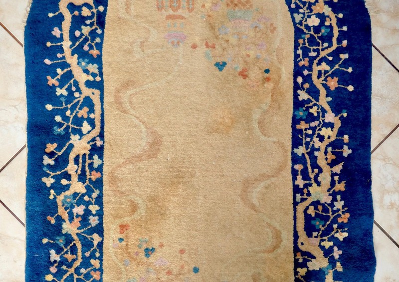 Art Deco Chinese Nichols Peking Fette H/ Knotted Oval Vases Crowns Rug 5.4x3' #2 gallery