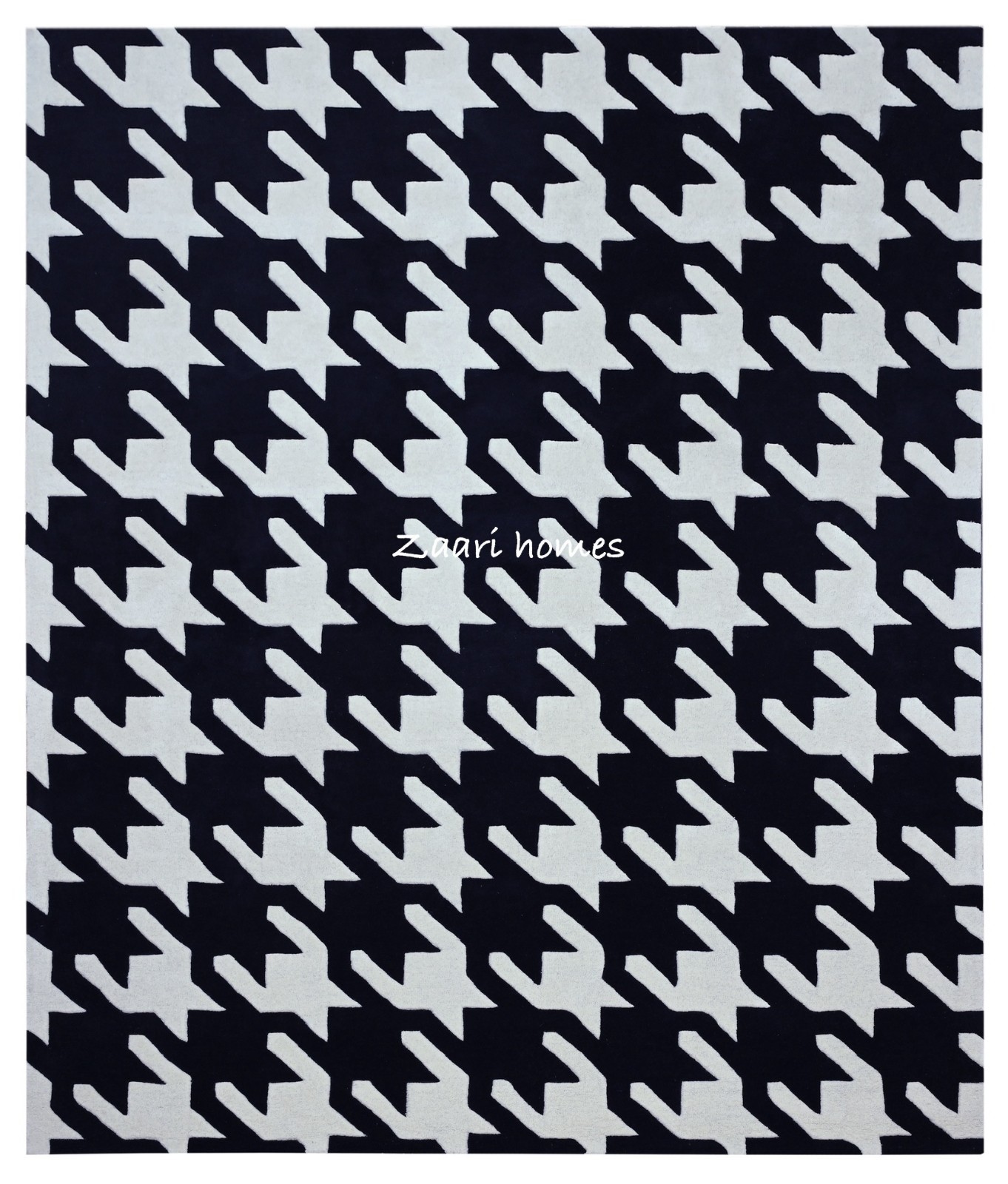 Classic Houndstooth Hand-Tufted Rug – Black & White Modern Wool Carpet gallery