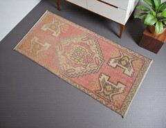 Vintage Small Rug Hand Knotted Turkish Oushak Rug Doormat Entry Decor 1’7″x3’3′