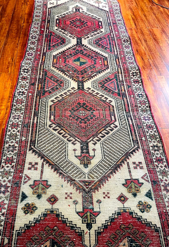 Exquisite 1950's Authentic Vintage Hand Made Knotted Runner 11' x 3' ft gallery