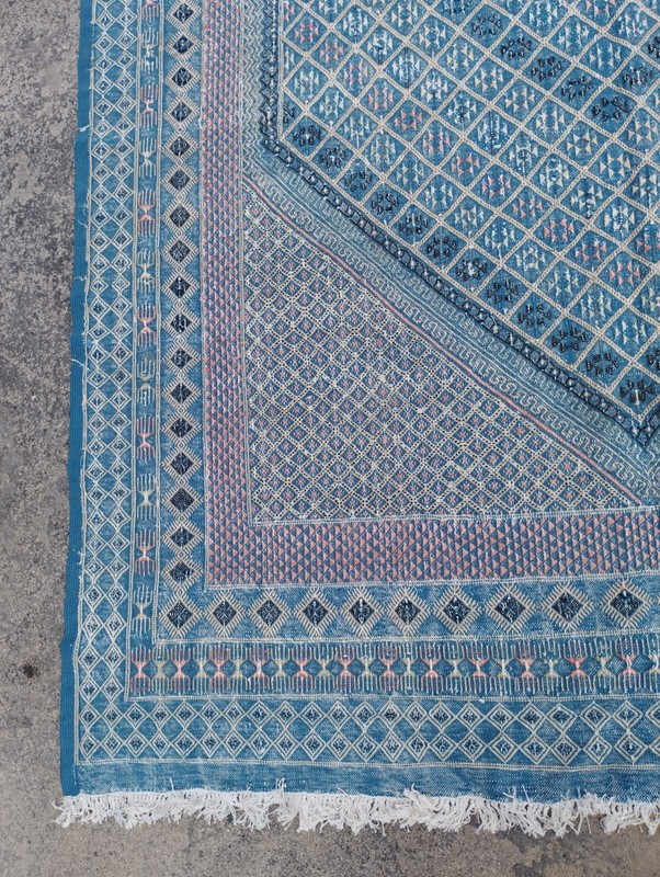 Antique Moroccan Geometric Motif Multicolor Wool Kilim Rug Carpet 284x181 cm gallery